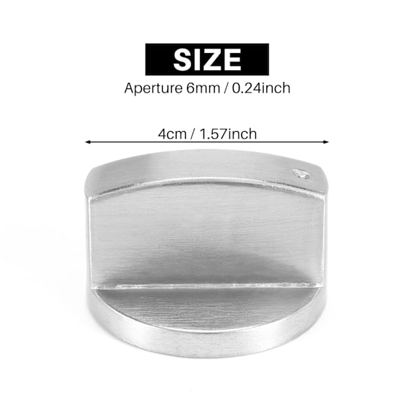 Spisknoppar, Ugnsknopp (4 st), 6 mm Universella Silverfärgade Gasknappar Adaptrar Ugn Roterande Brytare Matlagningsyta