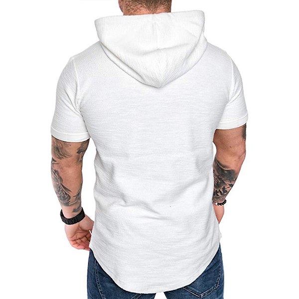 Hettegenser med korte ermer for menn - Enkelt design, sommerlig og avslappet, perfekt for sport White L