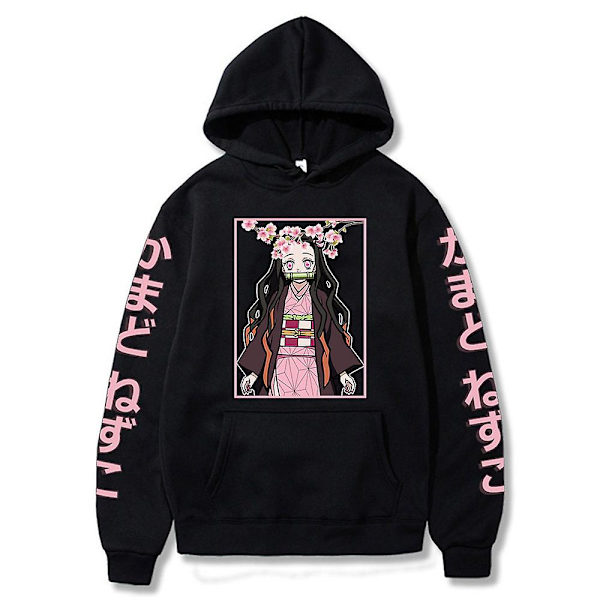 Demon Slayer hettegensere for voksne - Kamado Nezuko trykt genser, avslappet topp, lang ermet, hettegenser, gave M