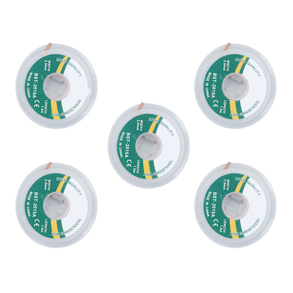 5 st/set Lödtråd Fläta Legering Koppar Icke Ren Lödtråd Remover för Absorberande 1,5~3,5 mm