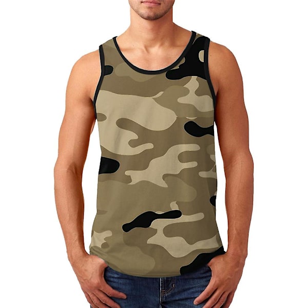 Herrarnas Tryckta Ärmlösa T-shirt Sport Tank Tops Sommar A 3XL