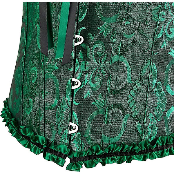 Szivyshi Kvinders Overbust Sweetheart Snøre Plastikknogler Korset Bustier Top -ge Black Green S