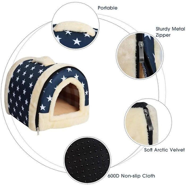 M Størrelse Dyrehus Kennel Myk Igloo Senger Hule Katt Valp Seng Varmt Pute Foldbar - Brun M
