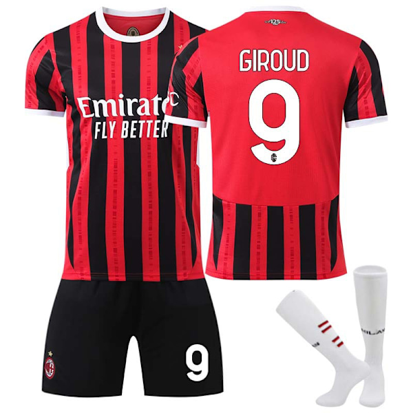 2425 AC Milan hovedtrøje rød Giroud fodboldtrøje A 22(120-130cm)