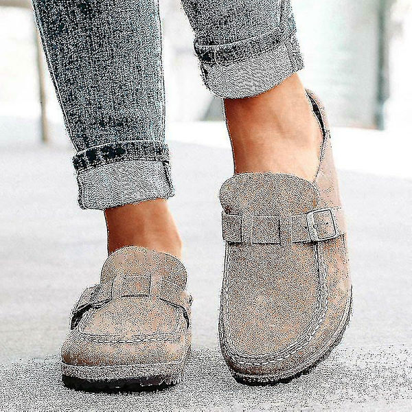 Kvinnor Casual Comfy Clogs Mocka Slip On Sandaler Sommar hemmakontor skor Purple 37