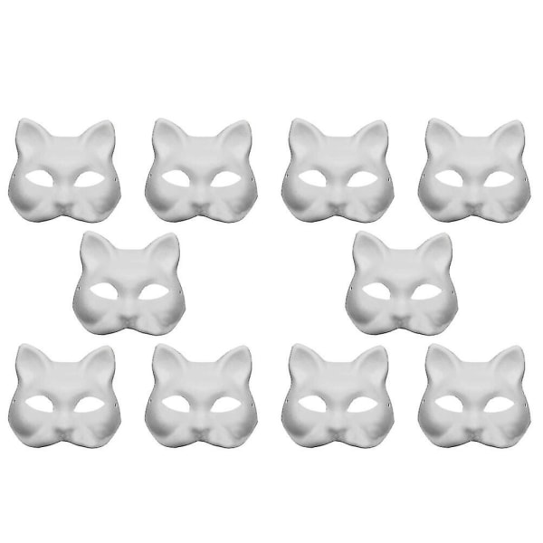 10 st DIY Målningsbara Masker Fest Maskerad Rekvisita Cosplay Tillbehör För Fest -ES White 17X18CM