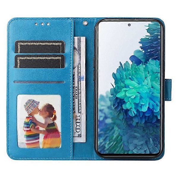 Kompatibel med Samsung Galaxy S20 FE / S20 FE 5G / S20 Lite Solsikke Præget PU Læder Etui Stativ Magnetisk Lukning Tegnebog Telefon Blue