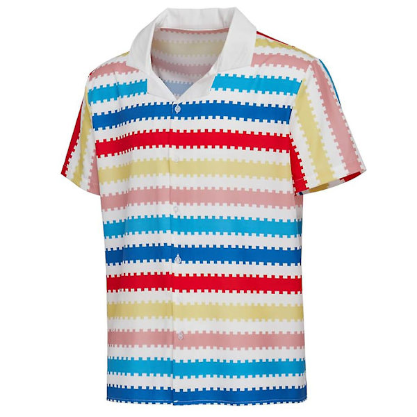 Barbie Ken-skjorte for menn med knapp og stripete cosplay-kostymeoverdeler Hawaii-skjorter med korte ermer 2XL