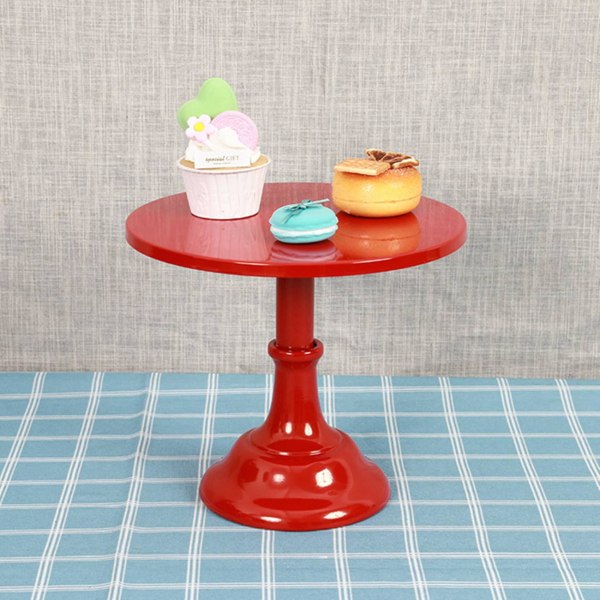 Metallinen rautainen kakkuteline, pyöreä jalusta jälkiruokateline Cupcake-esittelyteline Leipomovälineet syntymäpäiväksi keiksi Red