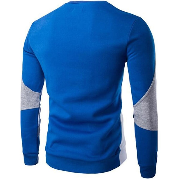 Herrar Rundhals Långärmad Tröja Casual Sweatshirt White And Blue L