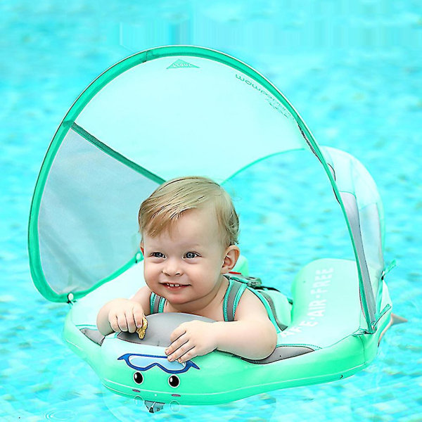 Premium smarte svømmetrænere med solsejl uden oppustning Lækagesikre babysvømmeringe Blue