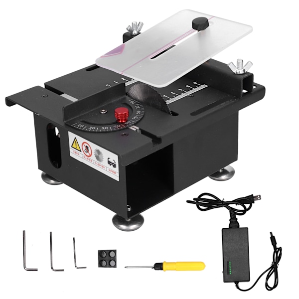 Table Saw Mini 100W Sliding Rail Adjustable Cutting Machine 110V‑240V for WoodworkingUS Plug