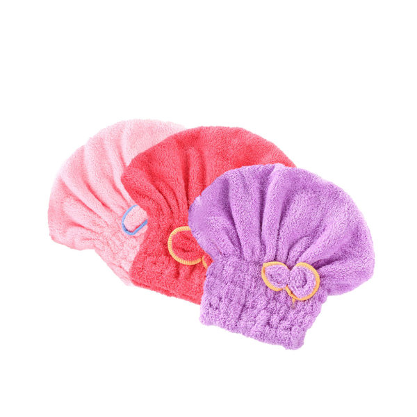 Hårtørkende håndkle 3 pakker, hurtigtørkende mikrofiber hårhåndkle, superabsorberende hårhåndkle - rosa+rød+lilla