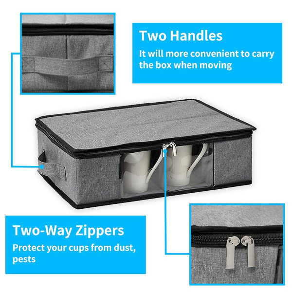 Mugg och kopp box, kaffemugg organizer tekopp behållare, glas mugg bröstet case med avdelare