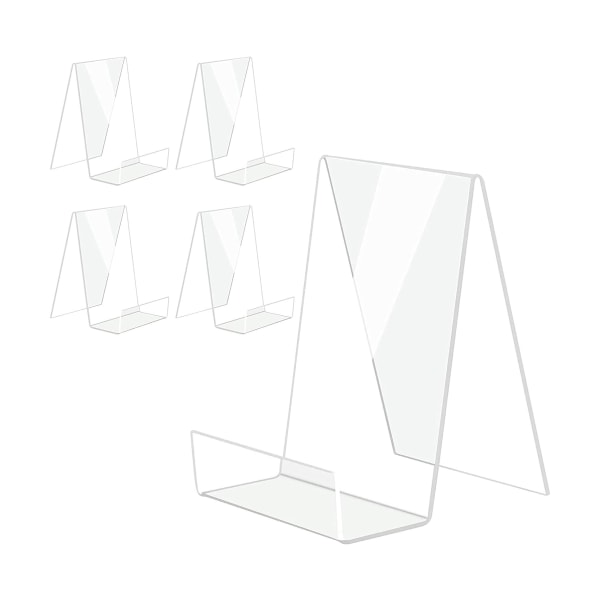 Akryl bogholder med afsats 5 STK, klar akryl display staffeli, klar tabletholder til visning af billeder, bøger, nodeark, notesbog