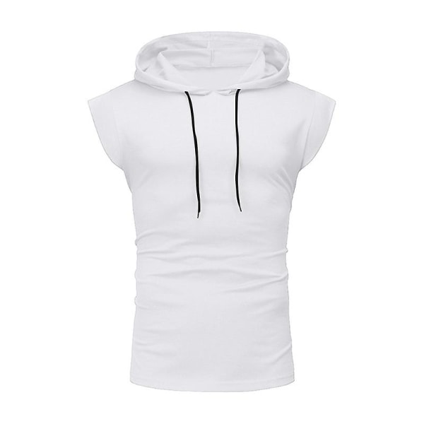 Herrarnas Kortärmad Hoodie Gym Sport T-shirt Tank Tops White S