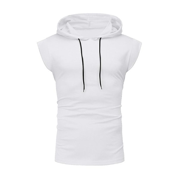 Kortärmad hoodie för män Gym Sport T-shirt linne White 2XL