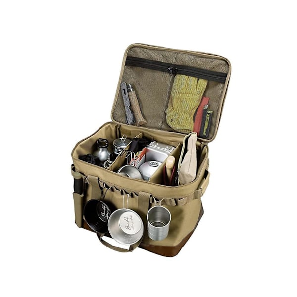 Nyeste udendørs campingopbevaringstaske Camping Vandremadstaske Stor opbevaringslampe Servicetaske Campingværktøj Picnic Camp rejsetaske Brown Camp Bag