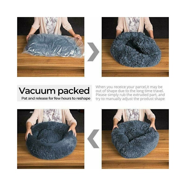 S-50CM Hund & Katt Lugnande Säng Tvättad ZIPPER-överdrag Varm Mjuk Plysch Rund Sovplats 50cm
