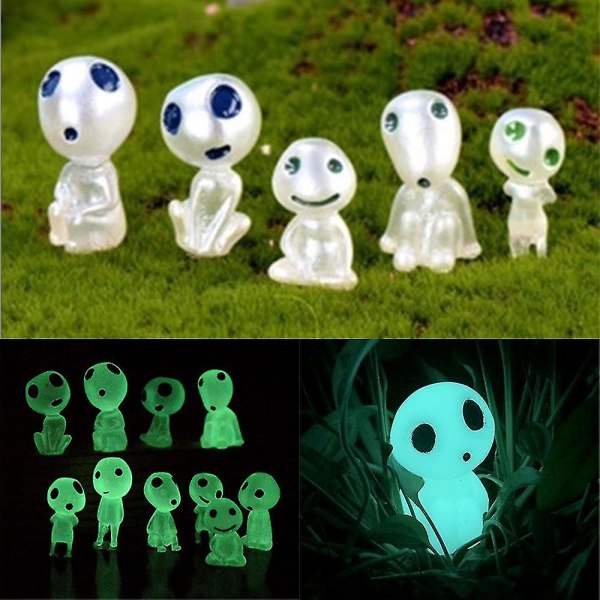 10pcs Luminous Ghost Figurine Miniature Statue Ornament Garden Decor