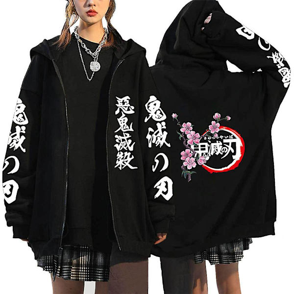 Demon Slayer -hupparit Aikuisten Muoti Casual , printed huppari Vetoketjullinen takki Takki Topit Lahjat 2XL