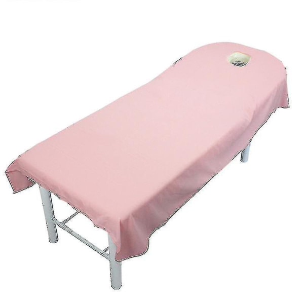 Massasjebordlaken med ansiktshull Vaskbart Gjenbrukbart massasjebordtrekk Pink 120cmx190cm Opening