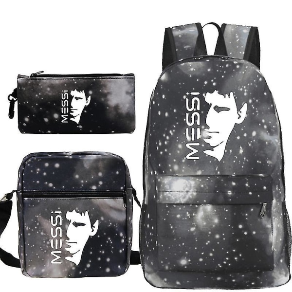 Lel Messi Ryggsekk Rundt Lel Messi Studentveske Skulderveske Blyantveske Sett Av . Starry grey pattern 3 three piece suit