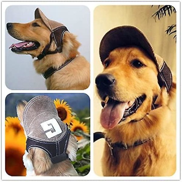 Hundehatt Hundesolhatt Hundebaseballcaps Sportlue utendørslue Solbeskyttelse Hundehatt med ørehull Justerbar pustende Brown M