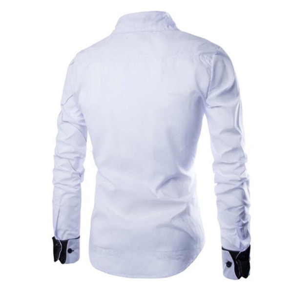 Herrar Toppar Klassisk Business Skjorta Knappar Formella Skjortor White 2XL