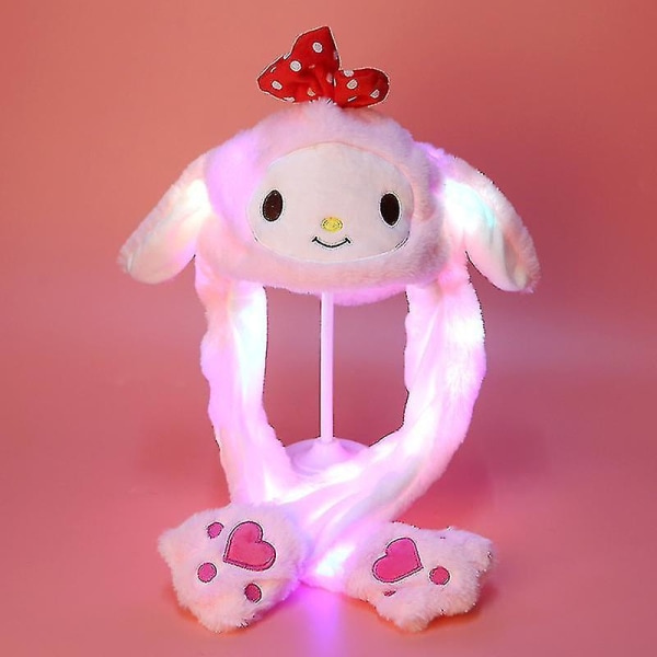 Plysch kaninhatt kan röra sig Intressant söt mjuk plysch kaninhatt-presenter kompatibel med tjejer Ny -ES Luminous Melody Cap