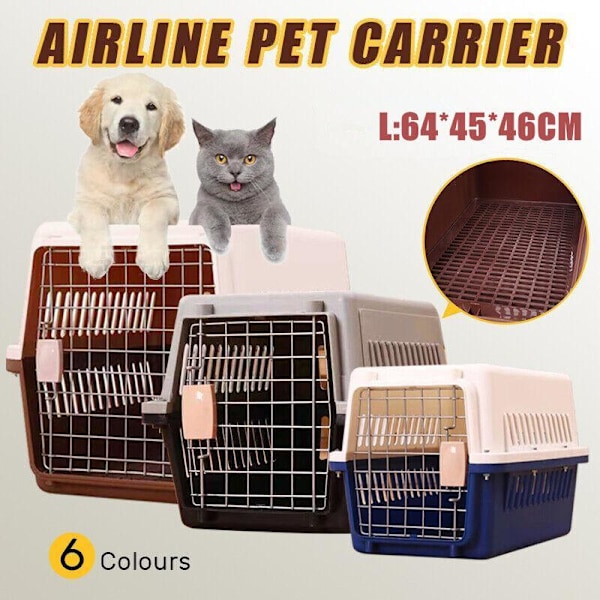 L Storlek Hund Katt Kanin Bärbar Väska Husdjursbur Transportbur Resa Flygtransportväska L