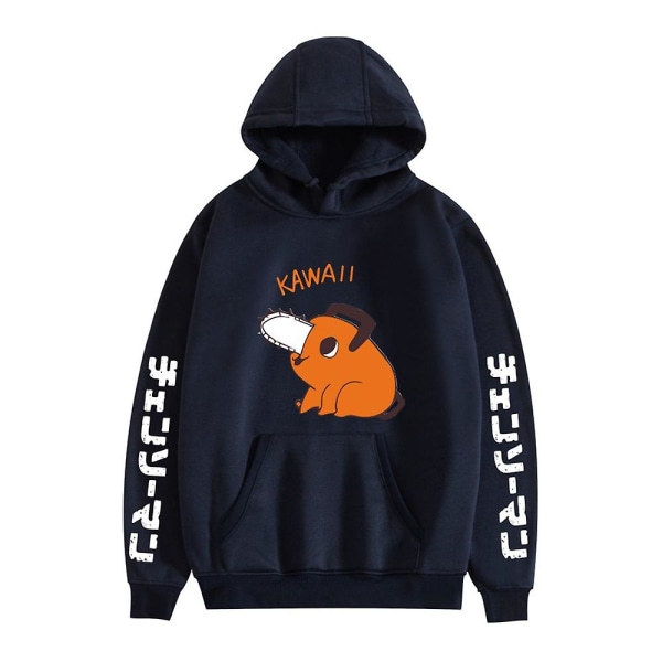 Chainsaw Man Anime Hoodie för Vuxna med Pochita-tryck - Tröja med Huva - Present Black 3XL