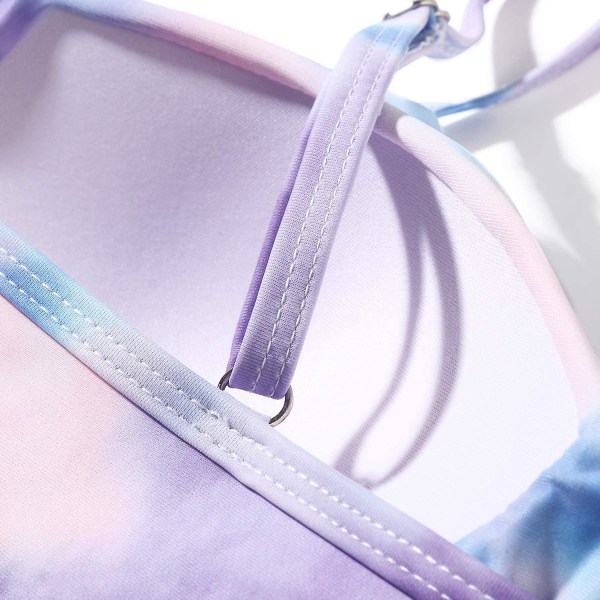 Kvinnor Criss Cross Push Up Simtröjor Magkontroll Grimma Bikini Baddräkter med hög midja Tvådelade baddräkter Purple-1 X-Large