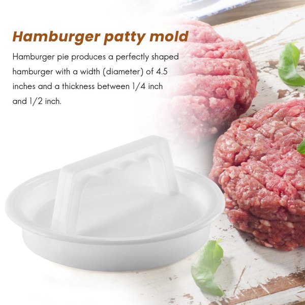 Tryk Hamburger Patty Maker, fungerer bedst til fremstilling af sæt, Hamburger Patty Maker til grillning, opvask White