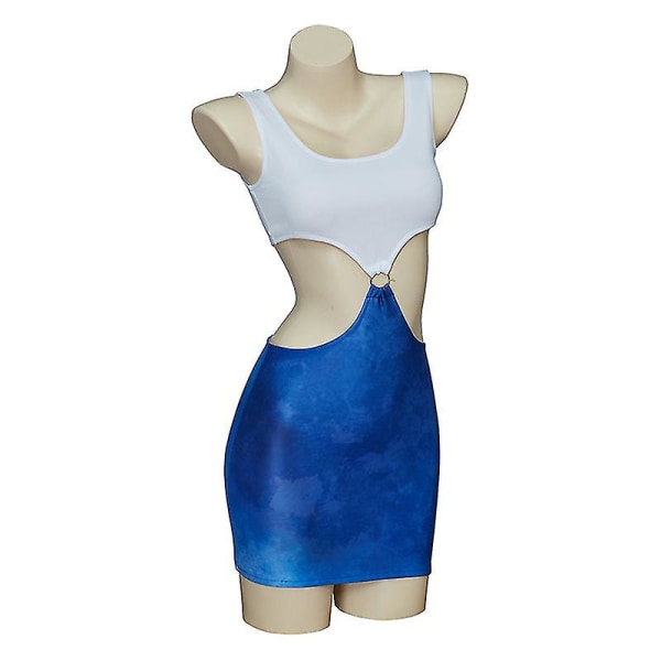 Film Pretty Woman Julia Roberts Cosplay Vivian Ward Sexy blå bar midje Tie-dye Cutout Dress -ge XXL