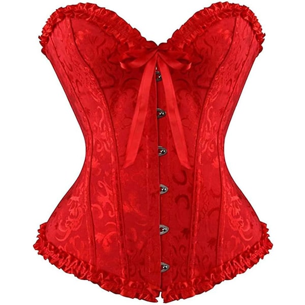 Szivyshi Dame Overbust Sweetheart Lace Up Plastic Bones Corsett Bustier Top -ge Red **L