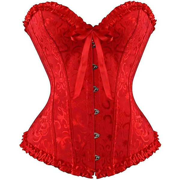 Szivyshi Kvinders Overbust Sweetheart Snøre Plastikknogler Korset Bustier Top -ge Red *S