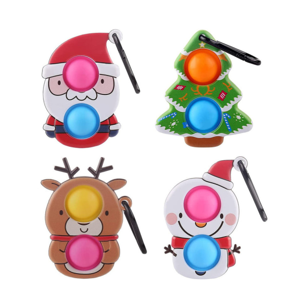 4-Pack Christmas Pop Mini Bubbles - Fidget nøkkelring leker