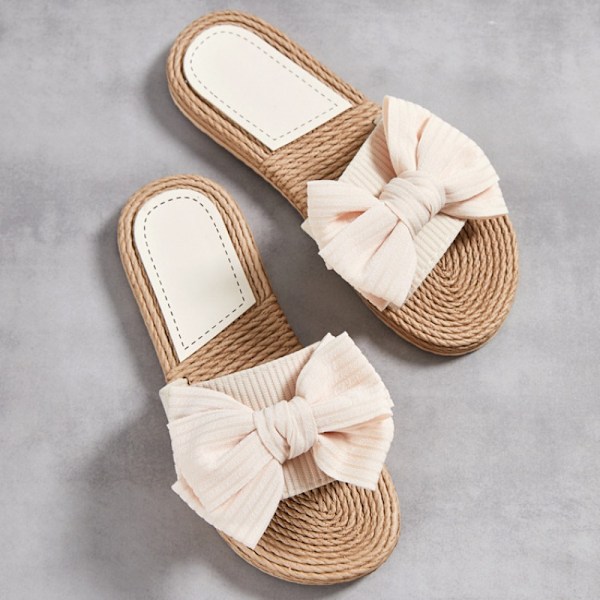 Komfortable flade damesandaler med blød bund, skridsikker sløjfe, moderigtige flip-flops Off-white 36