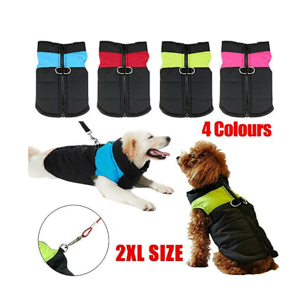 2XL Stor Hundjacka Vadderad Vattentät Husdjurskläder Varm Vindjacka Väst Kappa Vinter 2XL