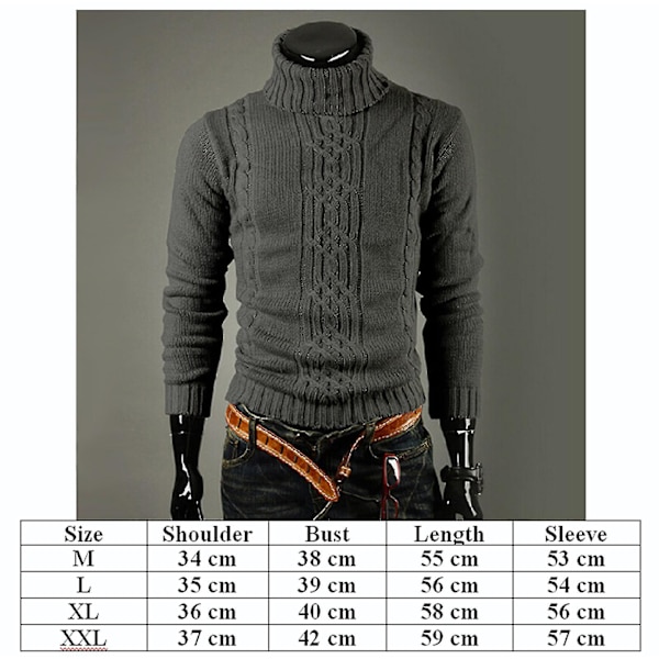 Hettegenser i strikk for menn, varm vintergenser Dark Gray L