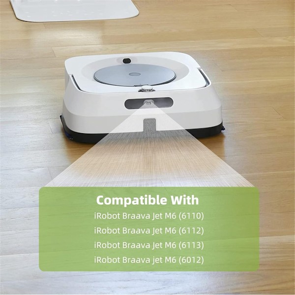 6 Pakning Avtakbare Moppeputer for iRobot Braava Jet M6-serien Robot, Oppgraderte Gjenbrukbare M6 Moppepute Erstatningstilbehør