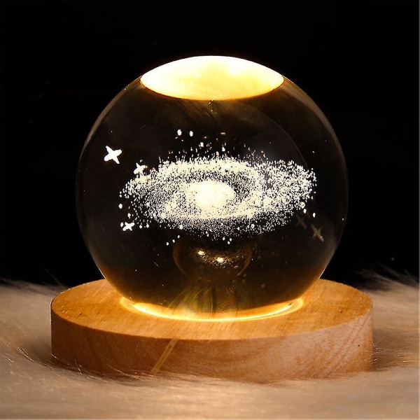 Luminous 3D Galaxy Planet Solsystem Krystal Kugle Natlampe Sengelampe LED Lampe Med Stativ Galaxy