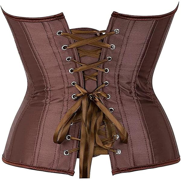 Szivyshi Kvinders Overbust Sweetheart Snøre Plastikknogler Korset Bustier Top -ge Brown 808 M