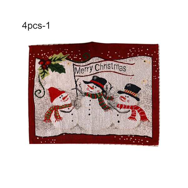 4 st Exklusiva Dinning Pad Anti-scratch Tyg God Jul Bordsunderlägg Mat för Hem-1 unikt värde