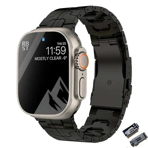 Luksuriøs Titan Rem Kompatibel Med Apple Watch Band Ultra 49mm 45mm 44mm 41mm 3 -HG black