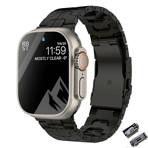 Lyxigt Titanarmband Kompatibelt med Apple Watch Band Ultra 49mm 45mm 44mm 41mm 3 -HG black