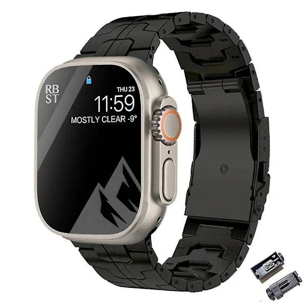 Lyxigt titanarmband kompatibelt med Apple Watch Band Ultra 49mm 45mm 44mm 41mm 3 -HG black