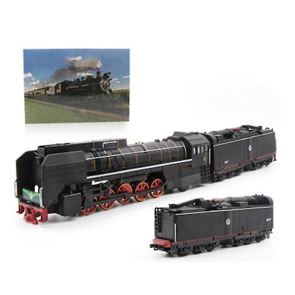 2 stk 1/87 Retro Damptog Lokomotiv Vogn Trekk Tilbake Musikk Led Barn Leke Kaesi Green