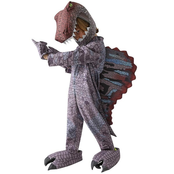 4-11 År Halloween Fest Børn Dinosaur Cosplay Kostume Spinosaurus Jumpsuit Hovedbeklædning Handsker Sko Outfit Sæt Gaver 8-9 Years